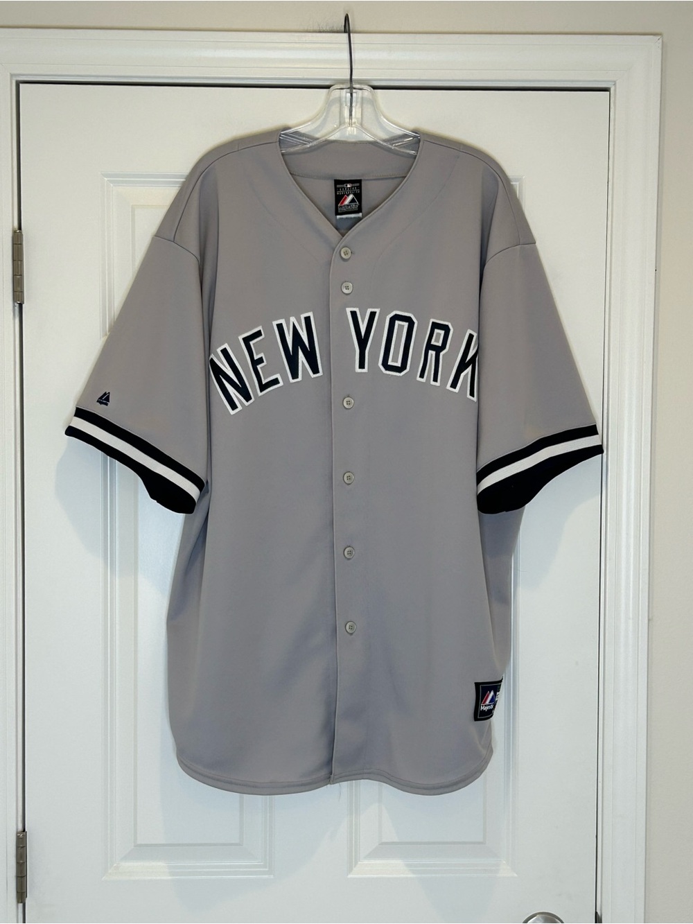Majestic New York Yankee Brian McCann Gray Baseball Jersey with NavyTrim XXL